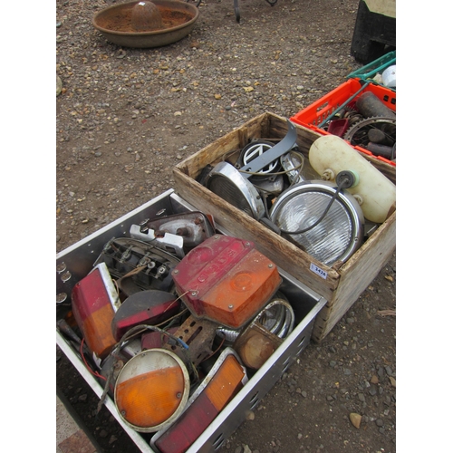 3426 - Two boxes of mixed car lights including chrome examples