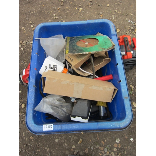 3450 - A box of mixed including tools and fixings. etc.  DTI Failure: Please see information pages