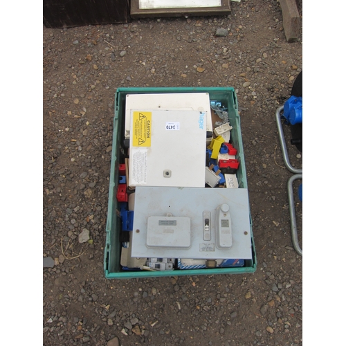 3470 - A box of consumer units and MCB's etc.