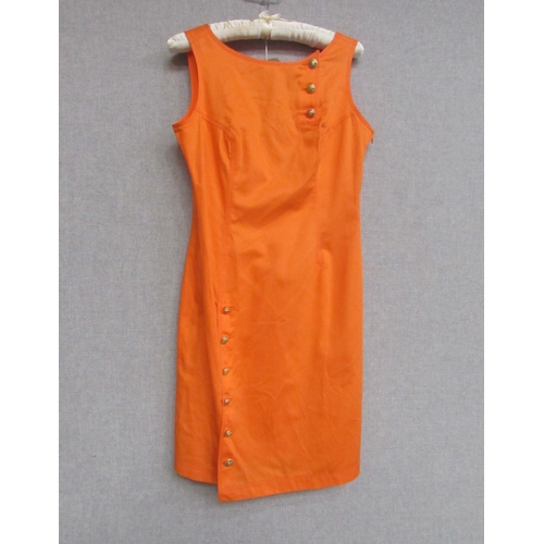 1039 - VERSACE JEANS COUTURE citrus orange dress, sleeveless, with a button front design, the metal buttons... 