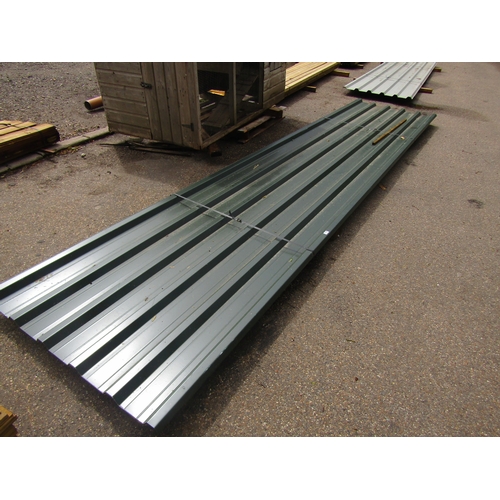 3594 - A quantity of unused Juniper green anti-condensation lined box profile roofing sheets