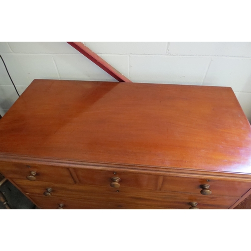 1008 - A Victorian mahogany chest of three short over three long drawers, plinth base, 103cm tall x 117cm w... 