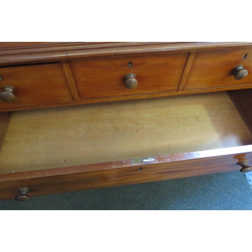 1008 - A Victorian mahogany chest of three short over three long drawers, plinth base, 103cm tall x 117cm w... 