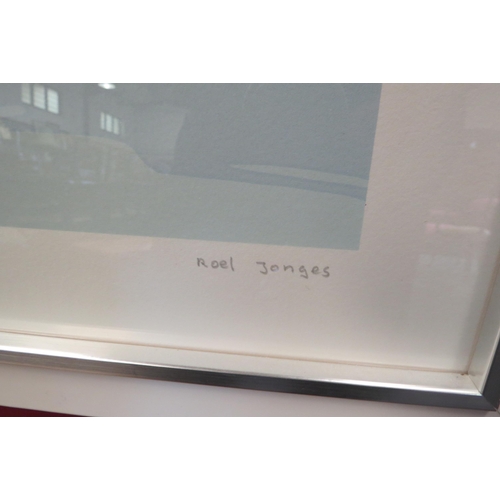 1050 - A pencil signed print after Roel Jonges.  Framed and glazed.  48cm x 57.5cm image size