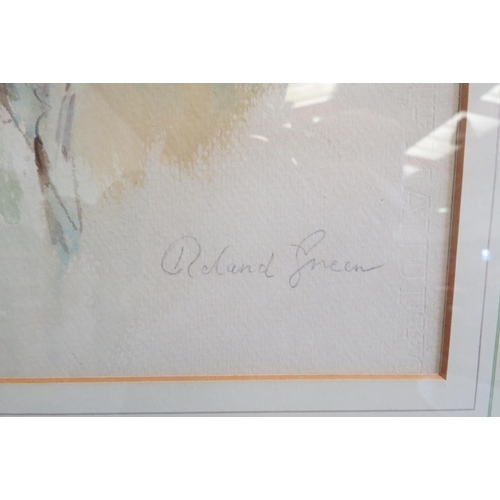 1072 - ROLAND GREEN (1890-1972): A watercolour and gouache of a Mistle Thrush.  Signed lower right.  Framed... 