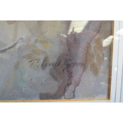 1073 - ROLAND GREEN (1890-1972): A watercolour and gouache of a Blackbird. Signed lower right. Framed and g... 