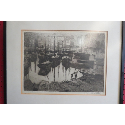 1079 - CHARLES EDWARD HANNAFORD (1863-1955): Two framed and glazed etchings including 