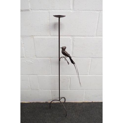 1092 - A pricket candle stand with bird design, 110cm tall