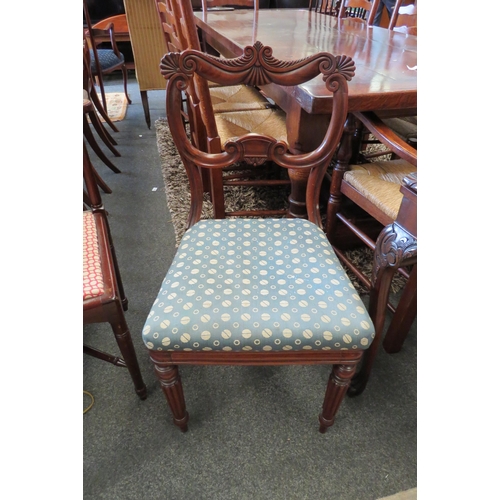 1124 - A Victorian dining chair on melon fluted fore legs, worn  (R) £0           (E) £10-20