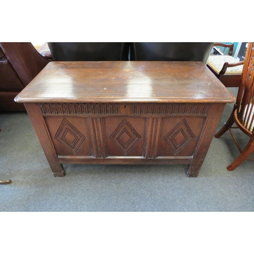 1137 - A 19th Century oak coffer with later top, 66cm tall x 112cm wide x 54cm deep              (R) £30