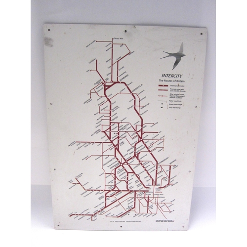 8137 - Intercity Routes of Britain Map showing the Swallow Emblem on melamine board, 59.5cm x 42cm