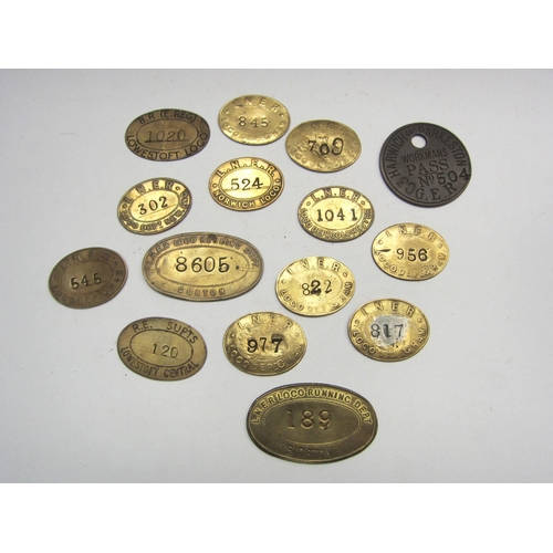 8162 - A quantity of brass pay checks and tokens all relating to LNER, mostly relating to Loco Dept, includ... 