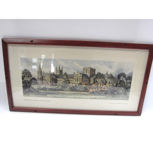 8184 - Two framed and glazed carriage prints of Crowland, Lincolnshire and Peterborough Cathedral, Northamt... 