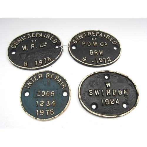 8191 - Four cast iron wagon plates - General Repair and Inter Repair examples