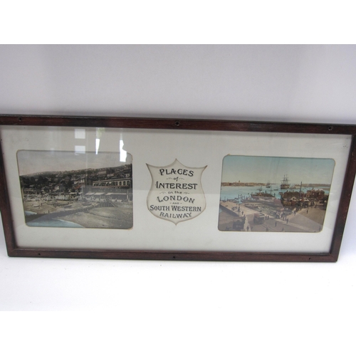 8192 - A framed and glazed 'Places of Interest on the London & South Western Railway depicting seaside and ... 