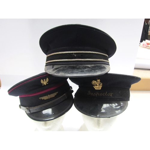 8201 - Three various railwaymans hats including British Railways Inspector