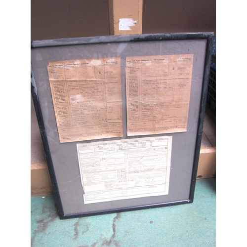 8203 - Two framed and glazed displays of railway paperwork relating to RAF Warrants and GER goods handling ... 