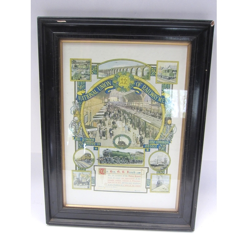 8211 - A framed and glazed NUR certificate for G.B French for his role as chairman between 1918 - 1932, 44 ... 