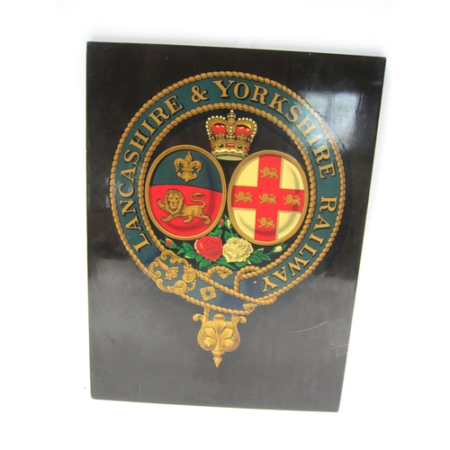 8215 - A wooden transfer print of the Lancashire & Yorkshire company crest, 41 x 30.5cm    (E) £5-10    BYG... 