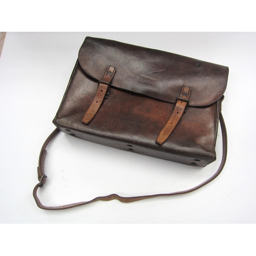 8217 - A leather BR (W) guards satchel, stamped to front and straps