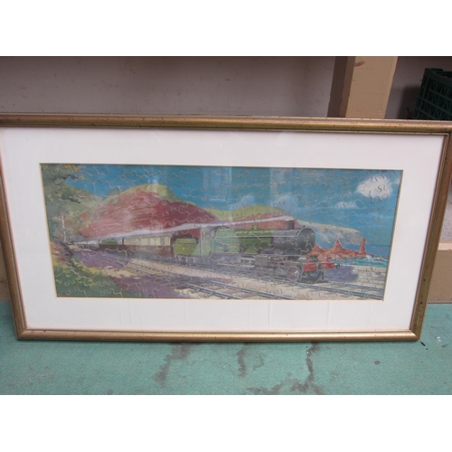 8226 - A framed and glazed 150 piece GWR jigsaw puzzle 'Cornish Riviera Express', 65.5 x 35cm    (E) £10-15... 