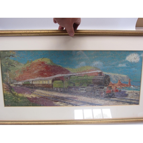 8226 - A framed and glazed 150 piece GWR jigsaw puzzle 'Cornish Riviera Express', 65.5 x 35cm    (E) £10-15... 