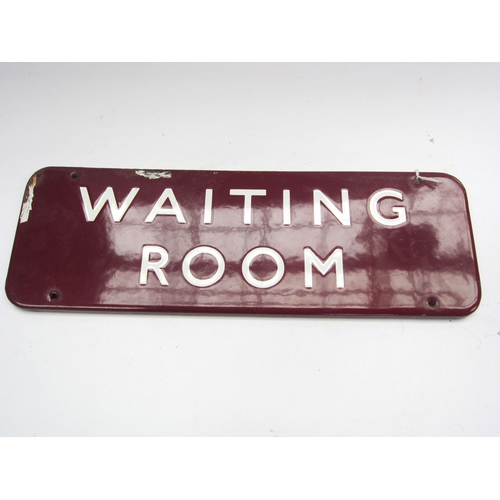 8228 - A BR (M) fully flanged enamel doorplate - WAITING ROOM, 45.5 x 15.5cm