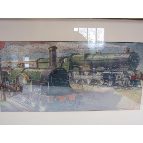 8233 - A framed and glazed 175 piece GWR jigsaw puzzle 'Locomotives Old and New', 67 x 41cm    (E) £15-20  ... 