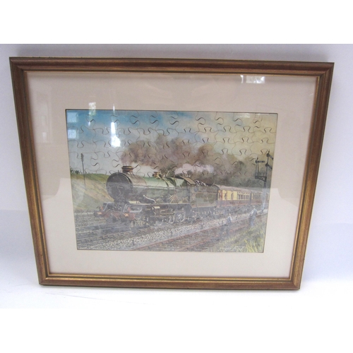 8245 - A framed and glazed 100 piece GWR jigsaw puzzle 'King George VI, 41.5 x 34cm     (E) £10-15 BYGONES