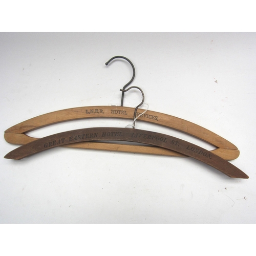 8247 - Two coat hangers marked GER Hotel and LNER Hotel Services