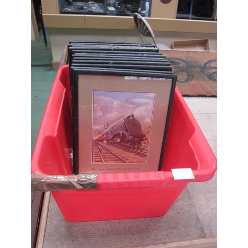 8249 - A box containing 13 framed and glazed colour prints of Steam Locomotives, various classes, 31 x 25cm... 