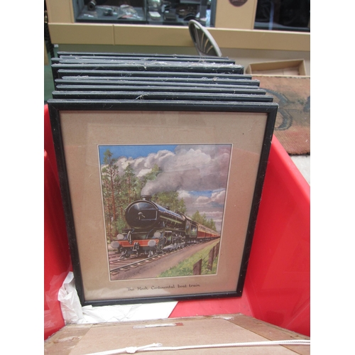 8249 - A box containing 13 framed and glazed colour prints of Steam Locomotives, various classes, 31 x 25cm... 