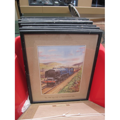 8249 - A box containing 13 framed and glazed colour prints of Steam Locomotives, various classes, 31 x 25cm... 