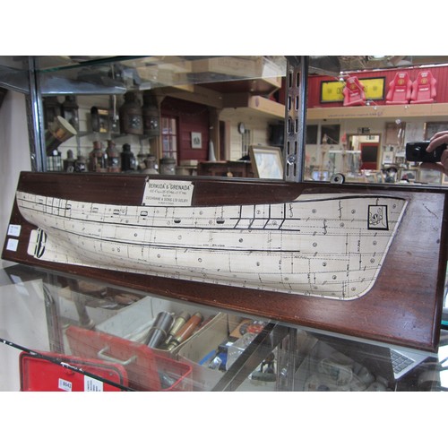 8036 - A scale model of the hull of Bermuda & Grenada, 1/4” = 1’, mounted on display plaque