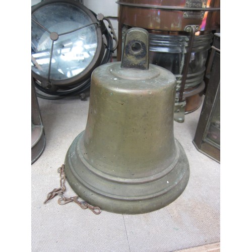 8110 - A bronze ship’s bell, 30cm high x 30.5cm wide, later clapper