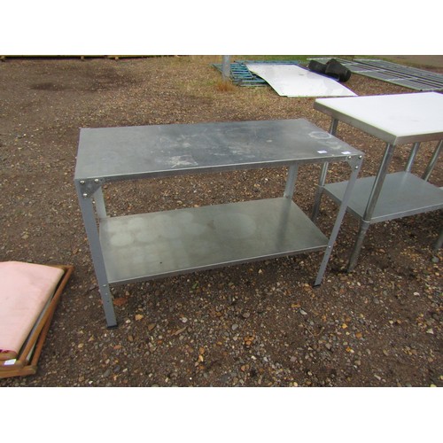 3608 - A galvanised two tier shelf unit