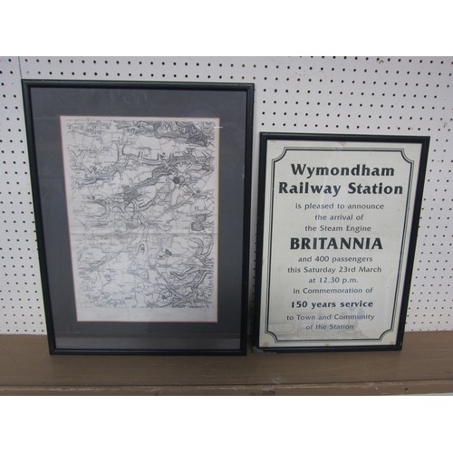 8204 - Various framed and glazed maps, black and white photographs and pictures relating to Wymondham Railw... 