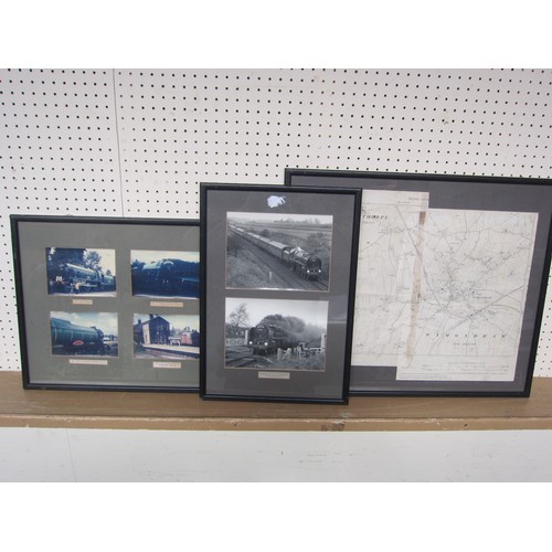 8204 - Various framed and glazed maps, black and white photographs and pictures relating to Wymondham Railw... 