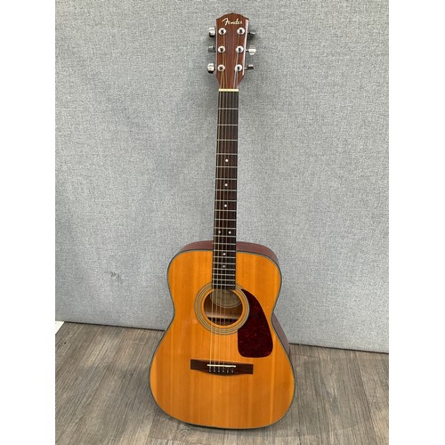 1416 - A Fender GC235 acoustic guitar, made in Korea, serial no. 99030711, some damage to shoulder, with so... 