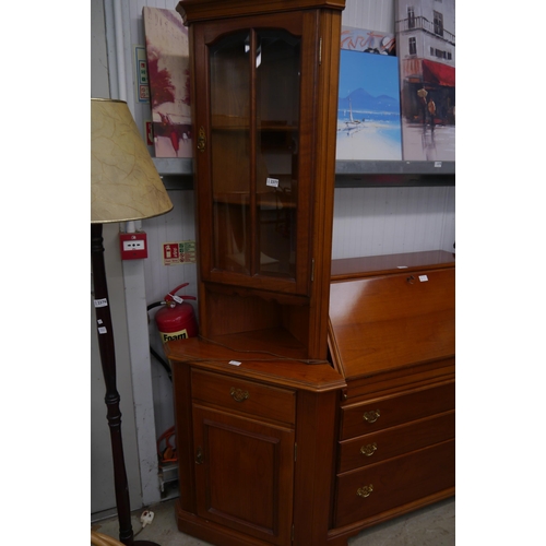 2390 - A modern cherry wood full height corner cabinet and modern cherry wood bureau