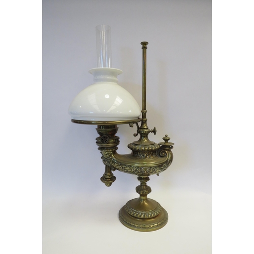 1003 - A 19th Century Aladdin style brass oil lamp