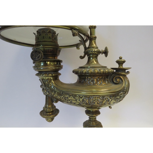 1003 - A 19th Century Aladdin style brass oil lamp