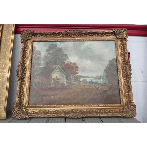 1216 - CHARLES EYLES (1851-1930): An oil on canvas 'A Peep at the Orwell', dated 1909, gilt classical frame... 