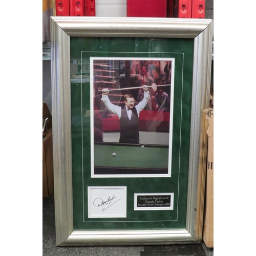 1228 - A framed signed image of Dennis Taylor winning the 1985 Snooker World Championship, framed and glaze... 