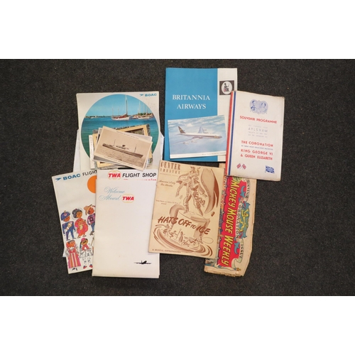 1248 - A collection of ephemera including late 60's BOAC Airline, commemorative George VI and Elizabeth II ... 