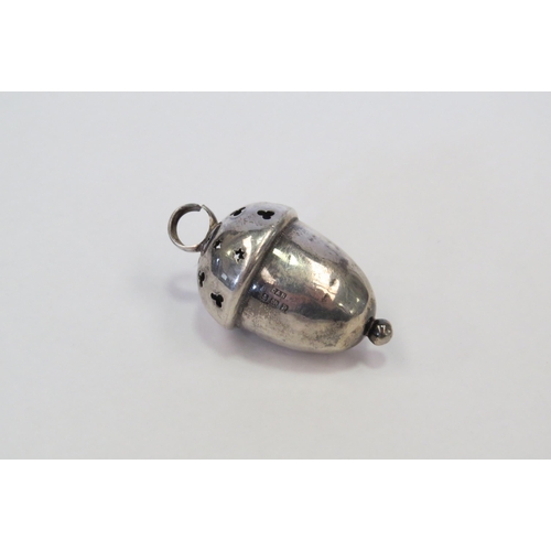 1298 - An antique silver bell in the form of an acorn.  Birmingham 1914