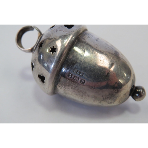 1298 - An antique silver bell in the form of an acorn.  Birmingham 1914