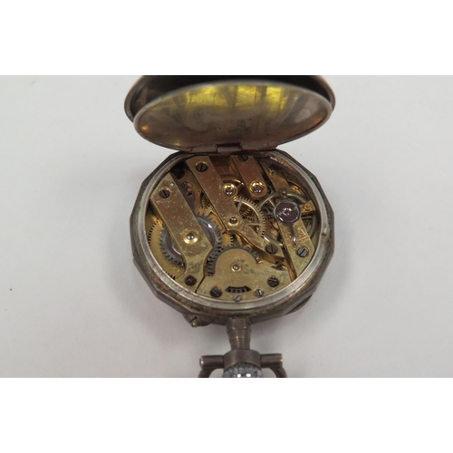 1306 - A French silver lady's fob watch with foliate engraved back