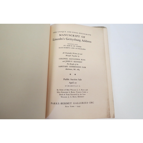 1320 - Lincoln's Gettysburg Address, the Unique and Final Holograph Manuscript, Parke Benet sale catalogue,... 