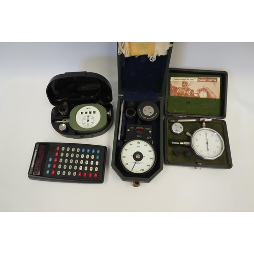 1321 - Four cased handheld instruments to include Smith's Tachometer (Military issue), Hasler Berne Tachome... 